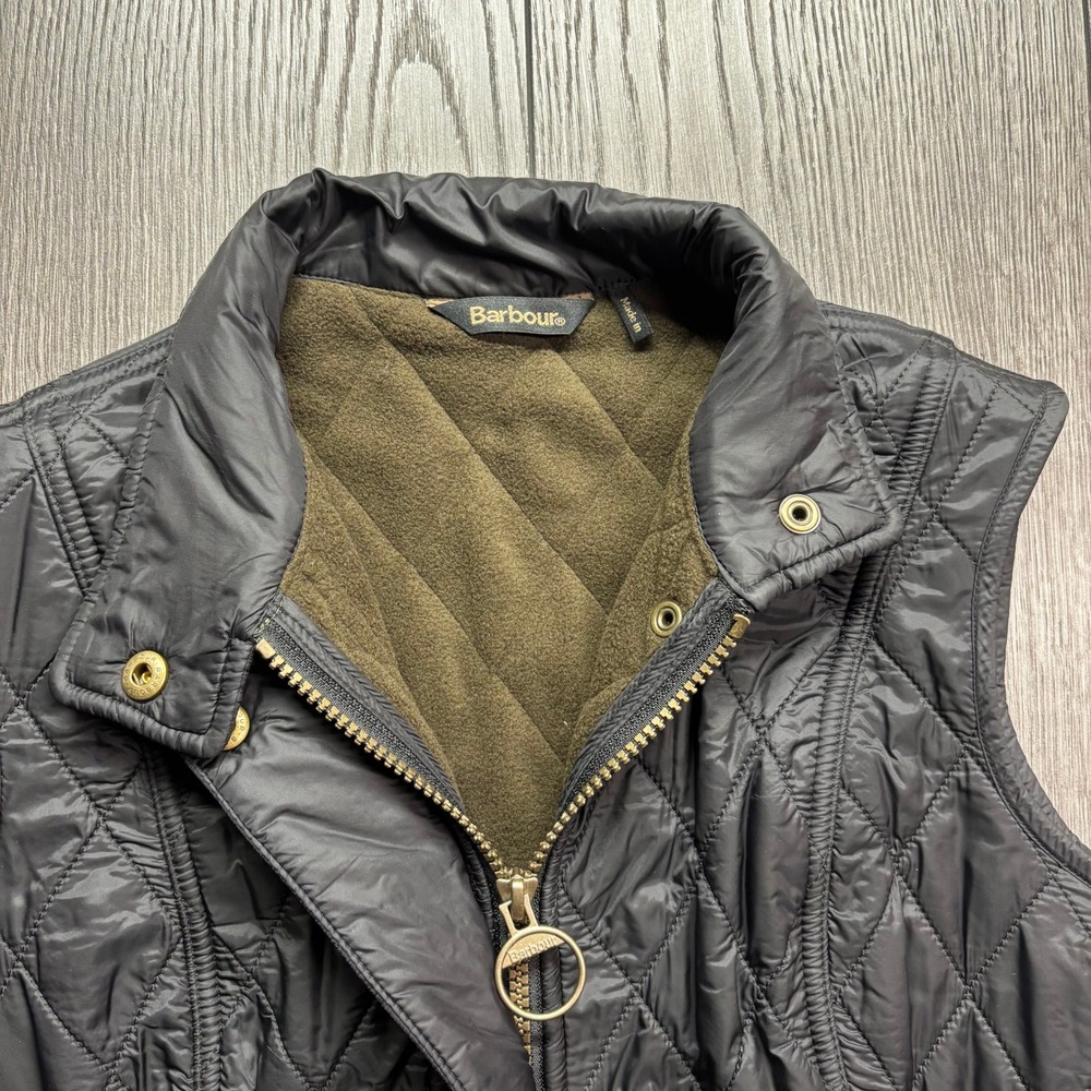 Barbour Wray Gilet Black Quilted Fleece Lined Vest LGI0017 Women US 4 UK 8 - Picture 4 of 11